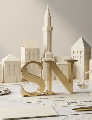 Composición arquitectónica con las letras SN, identidad de SN Abogados